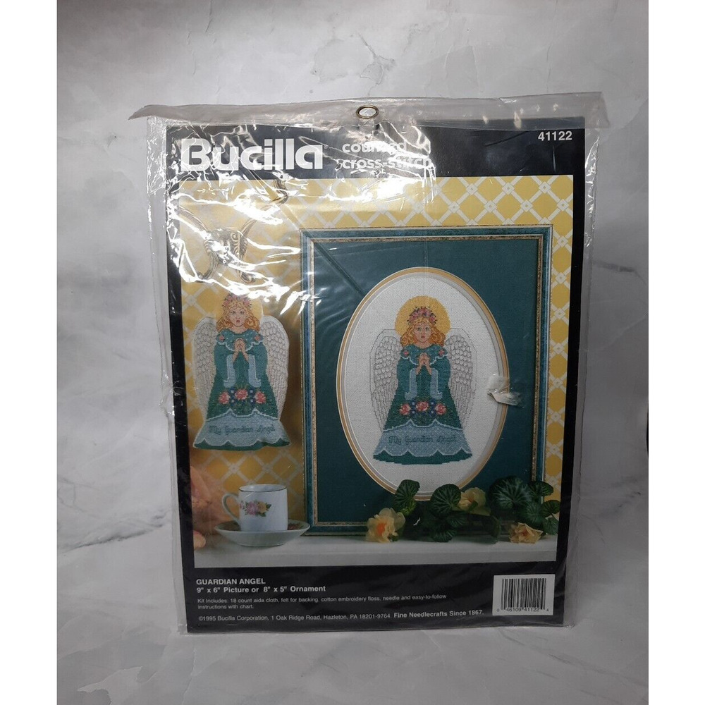 1995 Bucilla Counted Cross Stitch Kit Guardian Angel Picture or Ornament